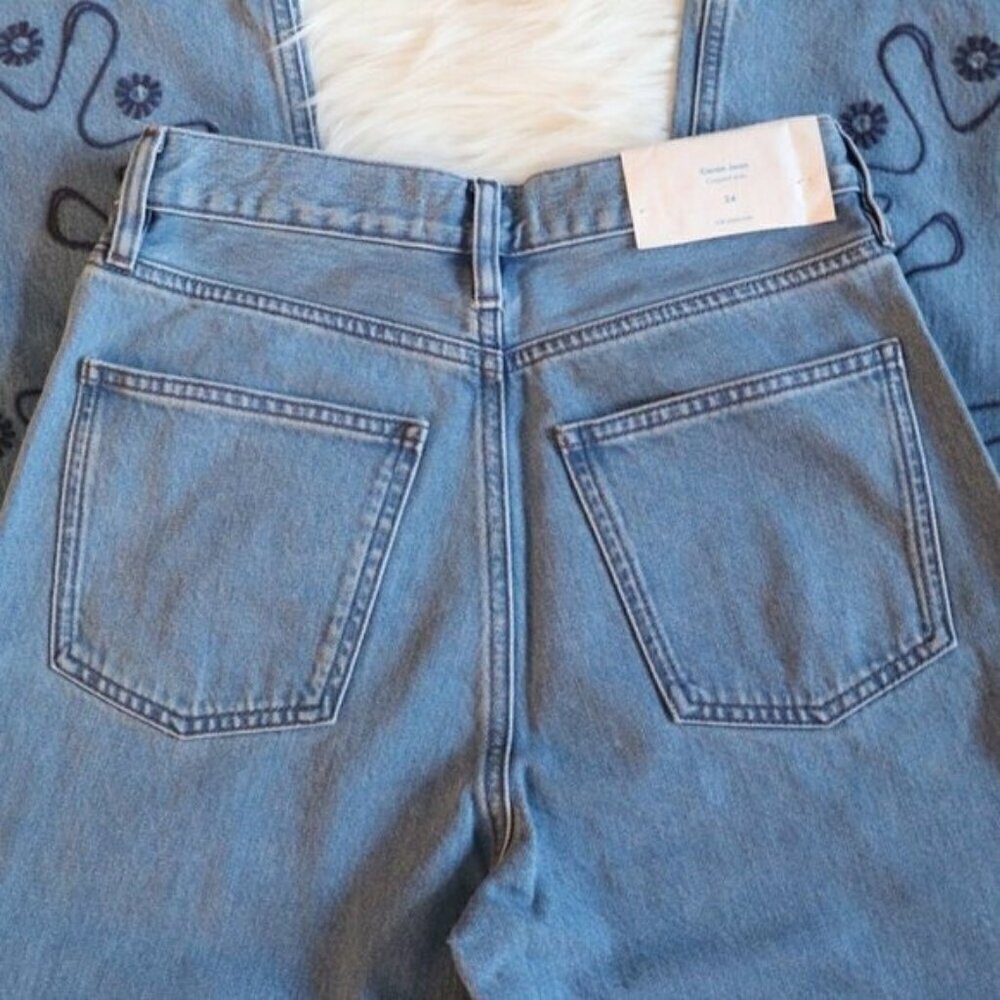 NWT Anthropologie M.i.H Embroidered Wide Leg Light Wash Cropped Jeans Size 24 - Picture 12 of 16